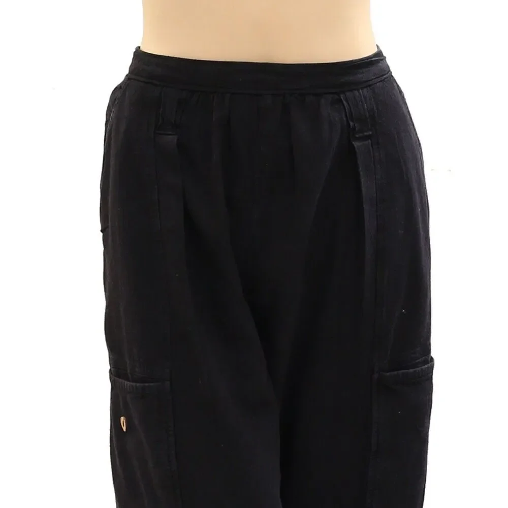 Free People High Waisted Pull-On Solid Pants Trouser Wide-Leg Cotton XS 285860